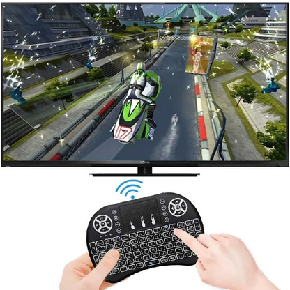 Clavier Télécommande Rétroéclairé VONN I8 Mini USB Sans Fil 2.4G 7 Couleurs avec Pavé Tactile pour Android TV Box PC