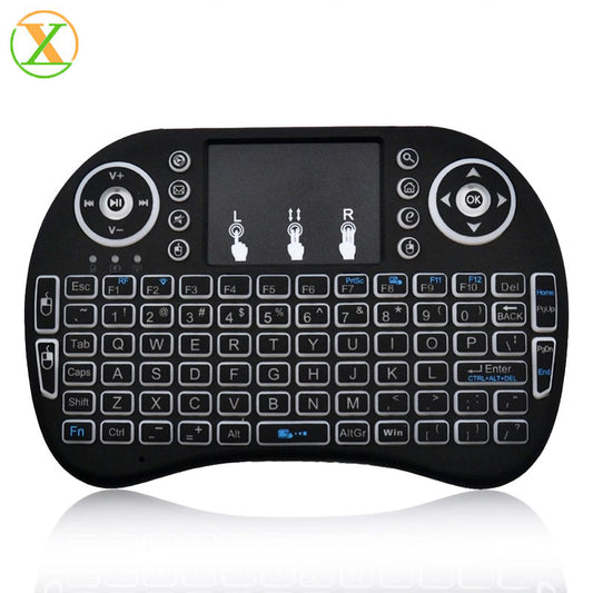 Clavier Télécommande Rétroéclairé VONN I8 Mini USB Sans Fil 2.4G 7 Couleurs avec Pavé Tactile pour Android TV Box PC